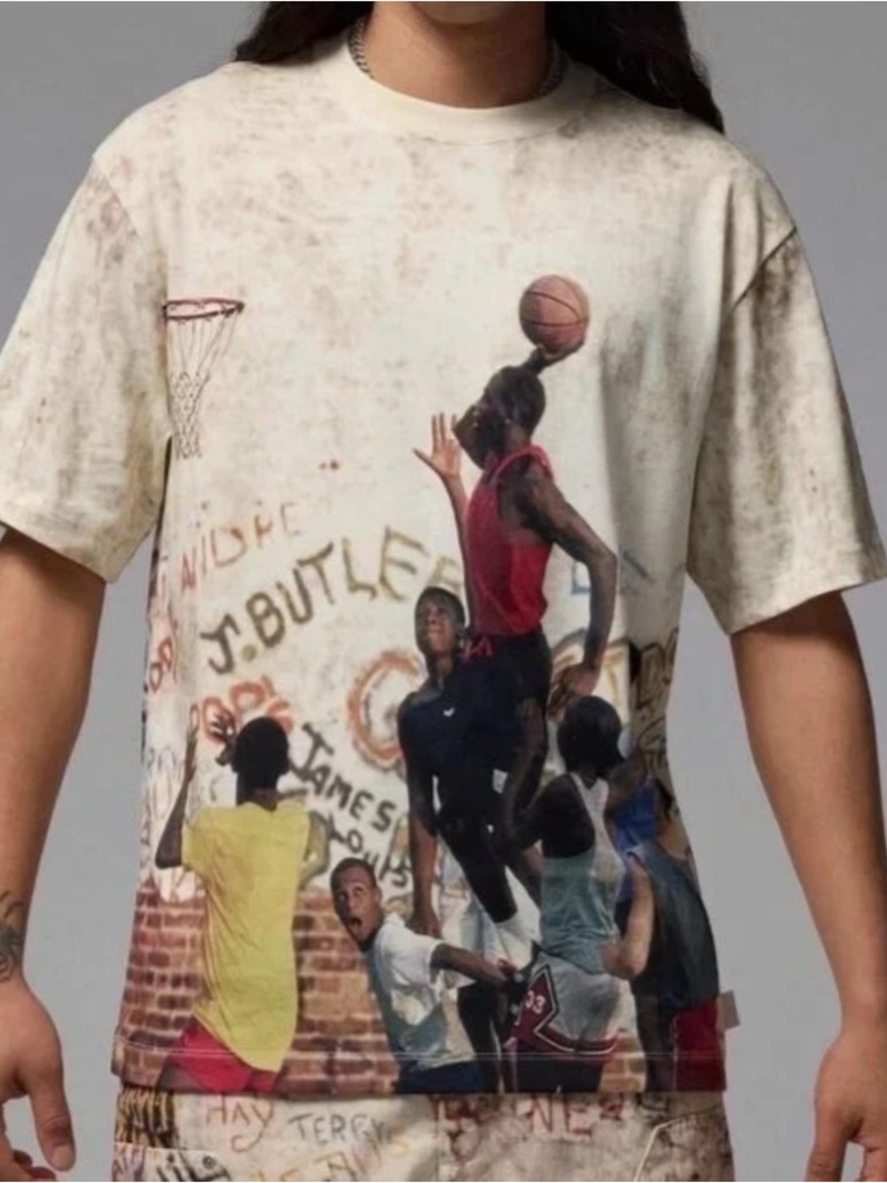 Jordan Air Graphic Tee - Cream with Dusty Rose Print